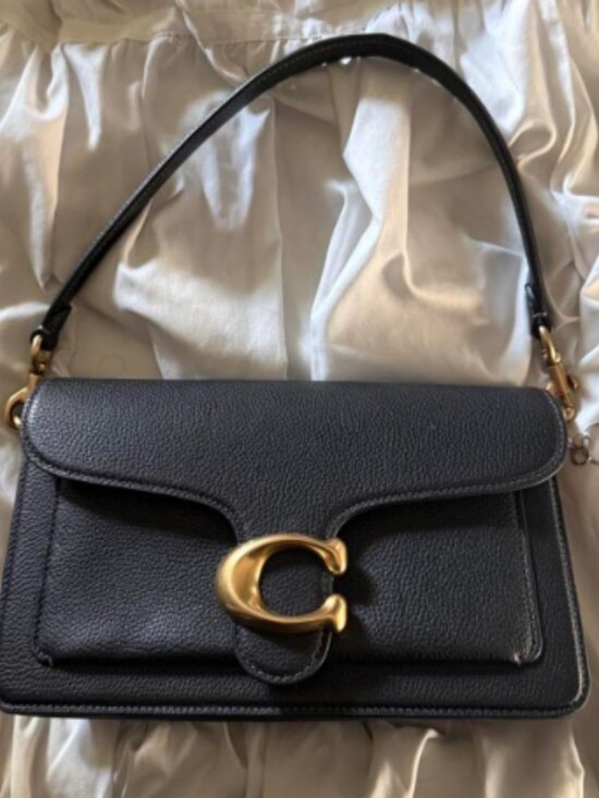 Coach Handbags - Coach Black Leather Shoulder Bag Crossbody Purse Gold C Detail